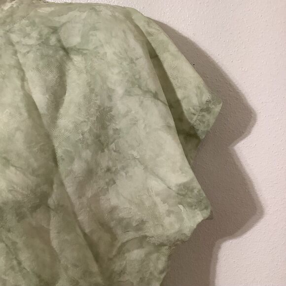 Vintage Silk Fairy Grunge Fairycore Green Dainty Floral Butterfly Blouse Small - Picture 5 of 10